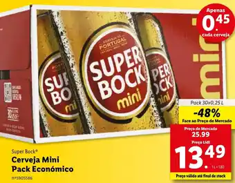Lidl Super Bock Cerveja Mini Pack Económico 30x0,25L promoção