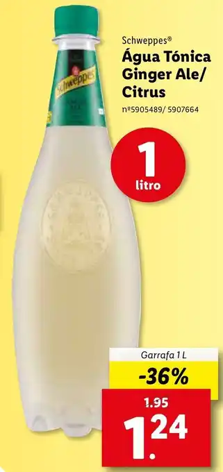 Lidl Schweppes Água Tónica Ginger Ale/Citrus 1L promoção