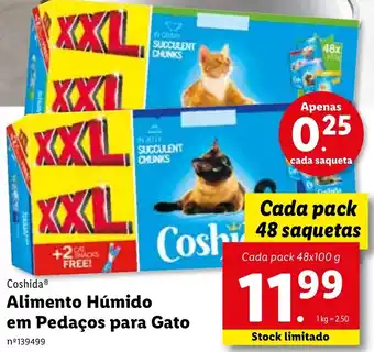 Lidl Coshida Alimento Húmido em Padaços para Gato 48x100g promoção