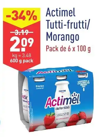 ALDI Actimel Tutti-Frutti/Morango 600g promoção