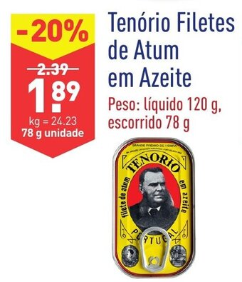 ALDI Tenório Filetes de Atum em Azeite 78g promoção