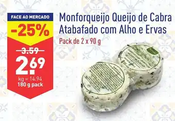 ALDI Monforqueijo Queijo de Cabra Atabafado com Alho e Ervas 180g promoção
