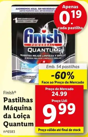Lidl Finish Pastilhas Máquina da Loiça Quantum 54 Pastilhas promoção