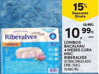 Continente Lombos Bacalhau 4 Meses Cura MSC Riberalves 550g promoção