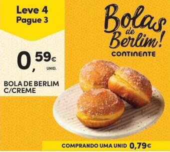 Continente Bola de Berlim C/Creme promoção