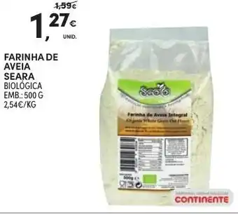 Continente Farinha de Aveia Seara 500g promoção