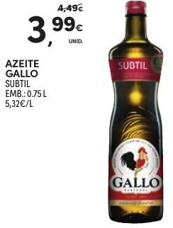 Continente Azeite Gallo 0,75L promoção