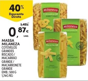 Continente Massa Milaneza 500g promoção