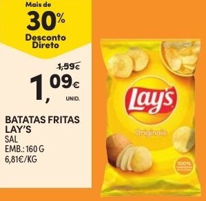 Continente Batatas Fritas Lay's 160g promoção