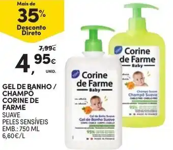 Continente Gel de Banho Champô Corine de Farme 750ml promoção