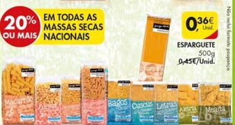 Pingo Doce Esparguete 500g promoção