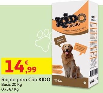 Auchan Ração cão kido:basic 20kg promoção