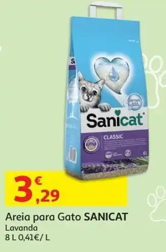 Auchan Areia p/ gatos sanicat:lavanda 8l promoção