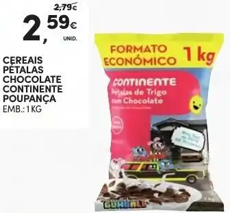 Continente Cereais Pétalas Chocolate Continente Poupança 1kg promoção