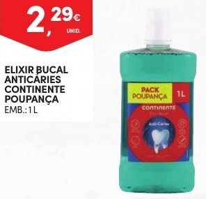Continente Elixir Bucal Anticáries Continente Poupança 1L promoção