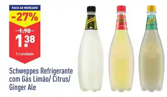 ALDI Schweppes Refrigerante com Gás Limão/Citrus/ Ginger Ale promoção