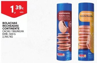 Continente Bolachas Recheadas Continente 500g promoção