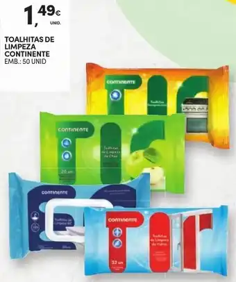 Continente Toalhitas de Limpeza Continente 50 Unid promoção