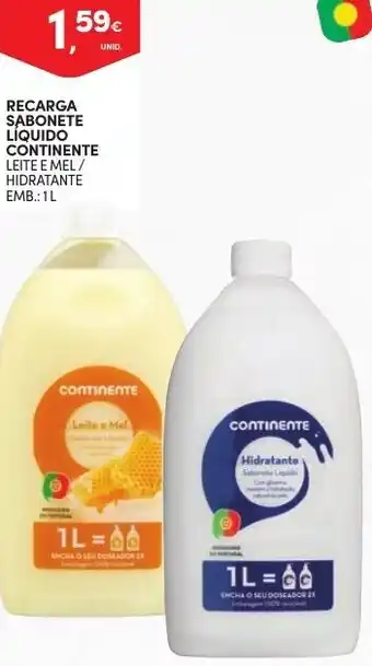 Continente Recarga Sabonete Líquido Continente 1L promoção