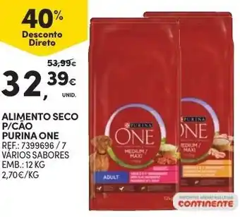 Continente Alimento Seco p/Cão Purina One 12kg promoção