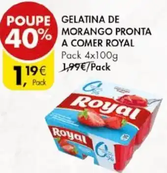 Pingo Doce Gelatina de Morango Pronta a Comer Royal Pack 4 x 100g promoção