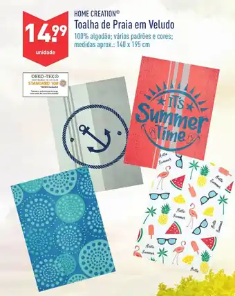 ALDI Toalha de Praia em Veludo 140x195cm promoção