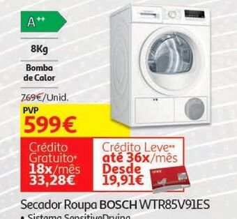 Auchan Secador roupa bosch:condensaçao wtr85v91es promoção