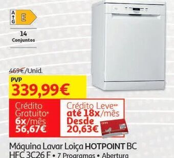 Auchan Maquina lavar loiça hotpoint: hfc 3c26 f promoção
