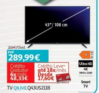Auchan Tv qilive:43'' 4k smart q43us211b promoção