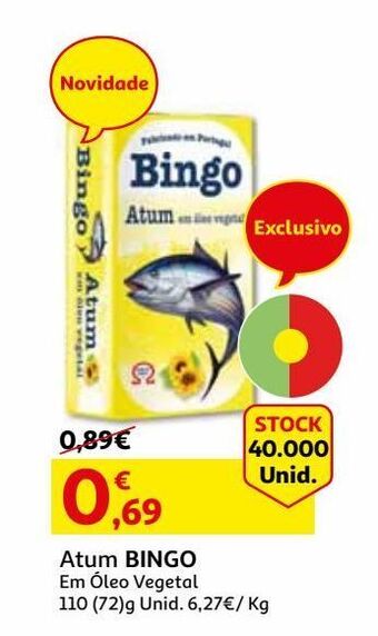 Auchan Atum bingo em óleo vegetal 110(72)g promoção