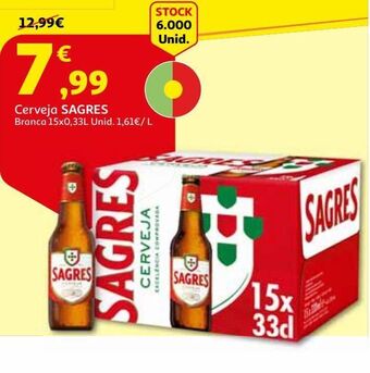 Auchan Cerveja sagres branca 15x0.33l promoção