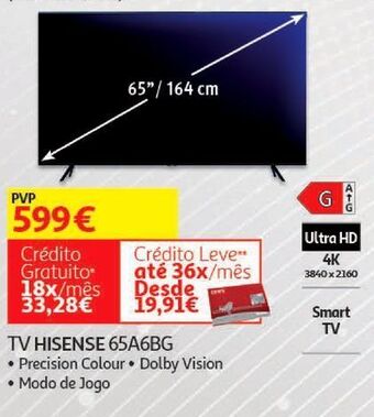 Auchan Tv hisense 65a6bg promoção