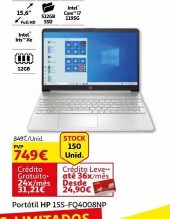 Auchan Portátil hp 15s-fq4008np promoção