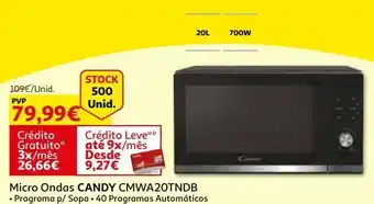 Auchan Micro ondas candy cmwa20tndb sem grill promoção