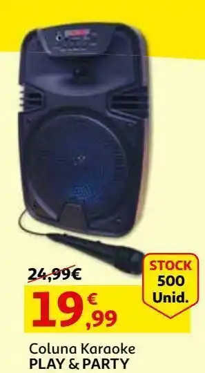 Coluna karaoke play & party c/ microfone