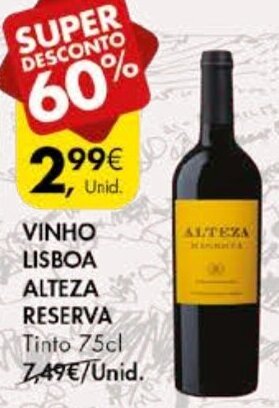 Pingo Doce Vinho Lisboa Alteza Reserva 75cl promoção