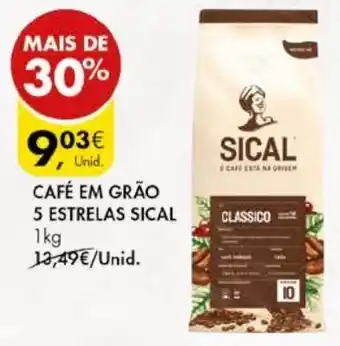 Pingo Doce Café em Grão 5 Estrelas Sical 1kg promoção