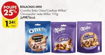 Pingo Doce Bolachas Mini Crunchy Bites Oreo /Cookies Milka /Wafers Milka 110g promoção