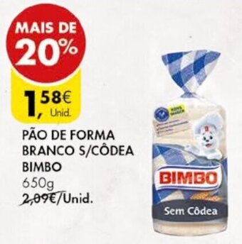 Pingo Doce Pão de Forma Branco s/Côdea Bimbo 650g promoção