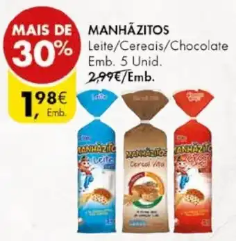 Pingo Doce Manhãzitos Leite /Cereais /Chocolate 5 unid. promoção