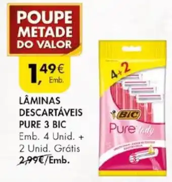 Pingo Doce Lâminas Descratáveis Pure Lady BIC 4 unid. +2 unid. promoção