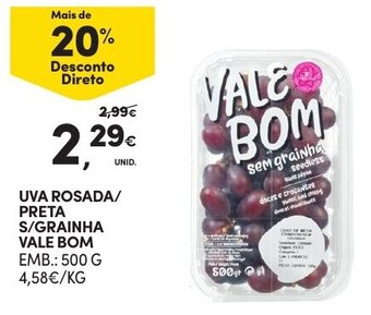 Continente Uva Rosada /Preta s/Grainha Vale Bom 500g promoção
