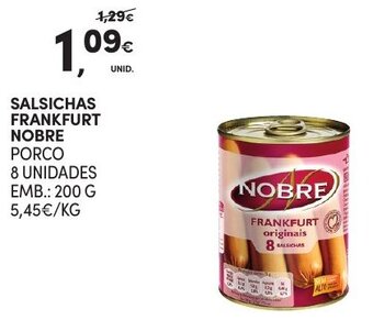 Continente Salsichas Frankfurt Nobre 200g promoção