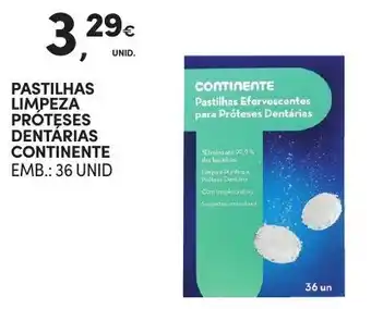 Continente Pastilhas Limpeza Próteses Dentárias Continente 36 unid. promoção