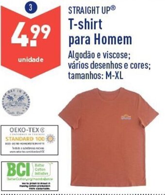 ALDI Straight Up T-shirt para Homem M-XL promoção