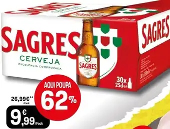 Intermarché Cerveja Sagres 30 x 0,25L promoção