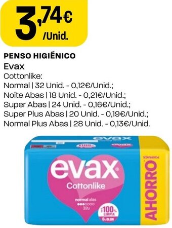 Intermarché Penso Higiénico Evax 32 Unid promoção