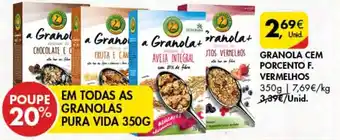Pingo Doce Granola+ Cem Porcento F. Vermelhos 350g promoção