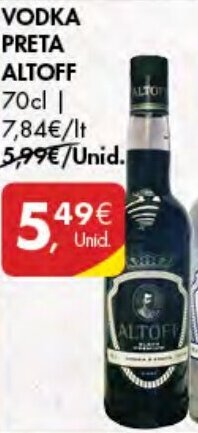 Pingo Doce Vodka Preta Altoff 70cl promoção