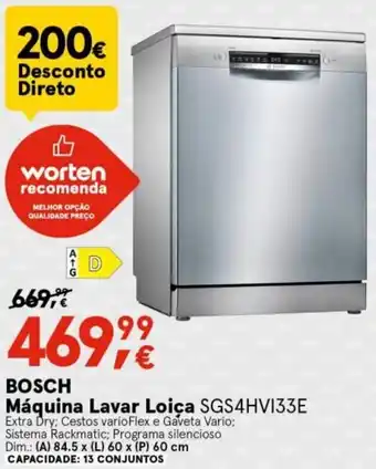 Worten Bosch Máquina Lavar Loiça SGS4HVI33E promoção